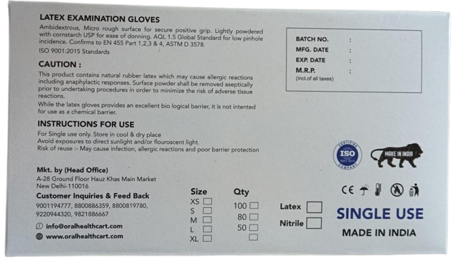 OHC LATEX EXAMINATION GLOVES 